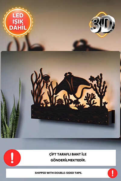 Dekorvin 3D Balık Arizona Ormanı Gece Lambası Bebek Çocuk Odası Duvar Dekoras...