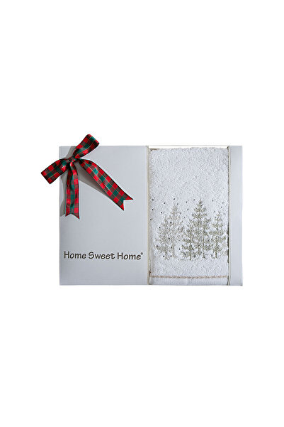 Home Sweet Home YILBAŞI İKİLİ 45X70 cm ÇAM AĞAÇLI KUTULU HAVLU BEYAZ-MİX