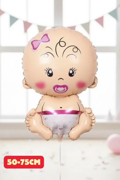 Baloncu Dede Kız Çocuk Folyo Balon Baby Shower Parti Cinsiyet Belirleme Cinsi...