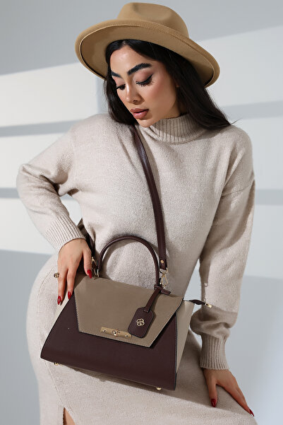 Moda Lime Γυναικεία τσάντα με λεπτομέρεια από δέρμα κροκόδειλου με κλειδαριά