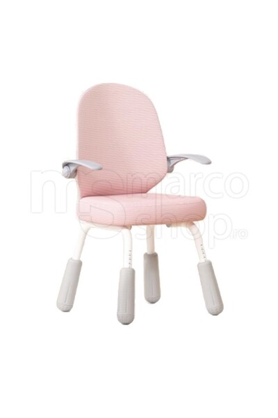 Marcoshop Scaun ergonomic pentru copii cu spătar reglabil și suport metalic reglabil, roz