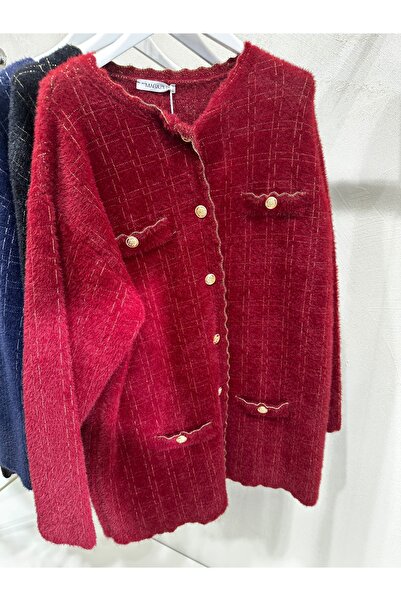 BZ BUTİK كارديجان تريكو ناعم الملمس مع تفاصيل أزرار ذهبية