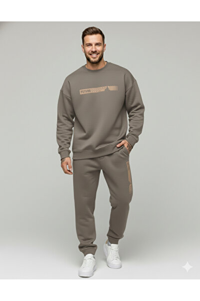 NİCE Σετ αθλητικής φόρμας Premium με κουκούλα O oversized από την Three Thread Compact Inner Cotton Future B με τύπωμα