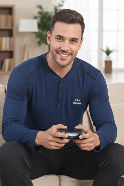 ELİTOL Σετ ανδρικής πιτζάμα από βαμβακερό Soft Touch