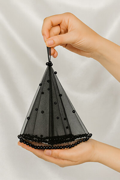 Leyli Kına Boncuk İşlemeli Şeritli SİYAH Gelin Halay Mendili BRİDE NEDİME KIN...