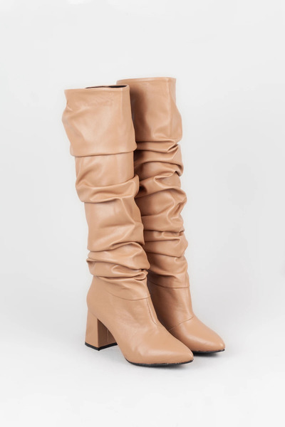 Adım Adım Γυναικείες μπότες με μυτερή μύτη με τσαλακωμένο τακούνι