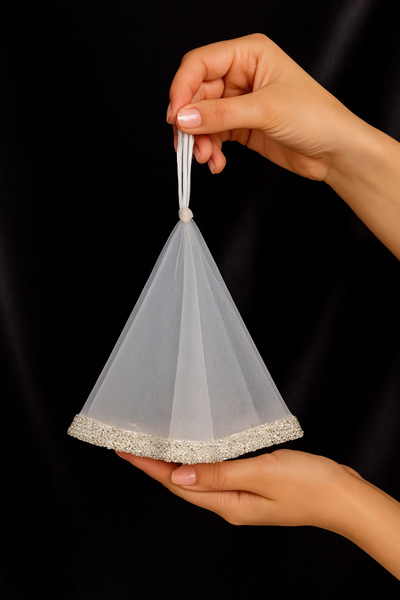 Leyli Kına Şerit Nakışlı BEYAZ Boncuklu Gelin Halay Mendili BRİDE NEDİME KINE...