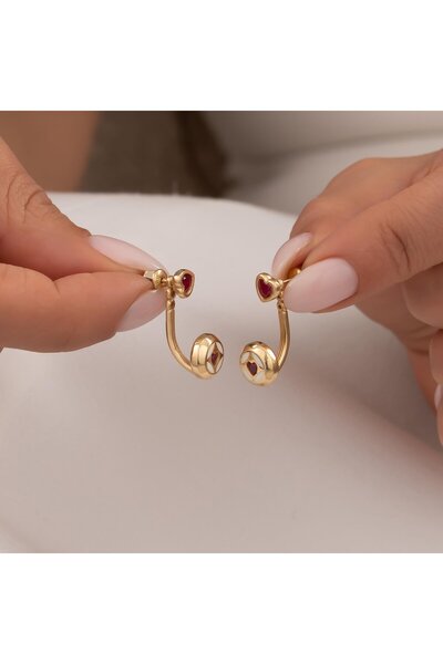 H.M Hakan Mücevherat Cetaş Kalpli 14 Ayar Altın Küpe