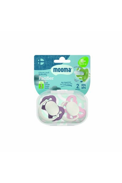 MOOMA PALYAÇO VE KELEBEK EMZİK NO:3 BEBEK PEMBESİ & KAHVEMSİ MOR BPA & BPS İÇERMEZ, SAKLAMA KABI HEDİYELİ