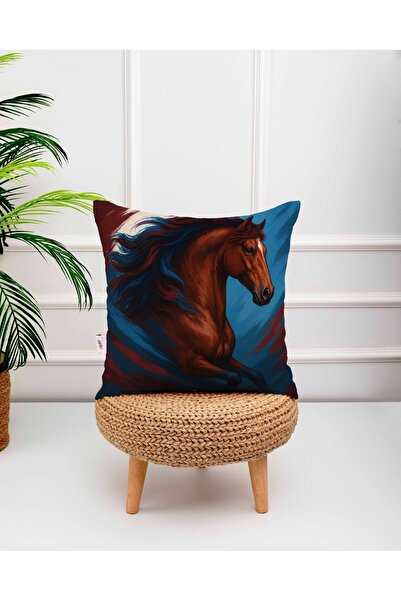 menesahome Husă digitală pentru pernă cu imprimeu cu figură de cal care alerg...