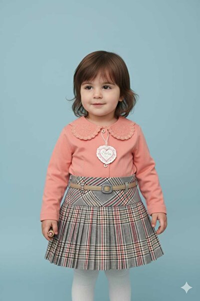 Şirin Girl's Set with Shirt and Skirt