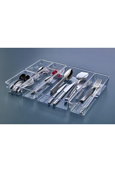 Mutfak Köşesi Transparentdüzen 6-Piece Transparent Drawer Cutlery Set – Kitchen Drawer Organizer Spoon Fork Organizer