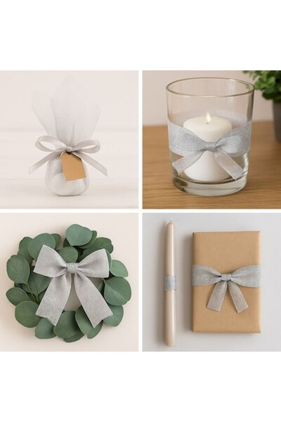 OEM Tul decorativ cu sclipici argintiu pentru cadouri DIY 36x36cm - 25 buc