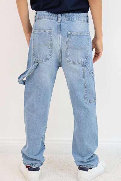 Breeze Pantaloni din denim pentru băieți, model Carpenter, 5-9 ani, albastru deschis