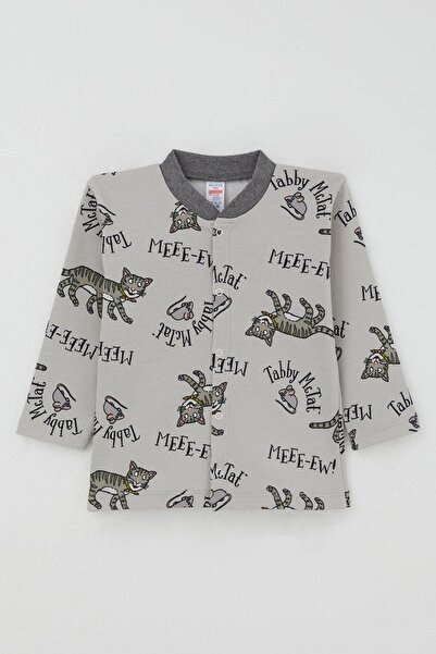 Breeze Baby Boy Pajama Set with Cute Cat and Mouse Pattern, 0-1 Years Old, Gray