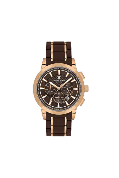 Daniel Klein ساعة رجالية حصرية من الفولاذ المقاوم للصدأ والسيليكون باللون الب...