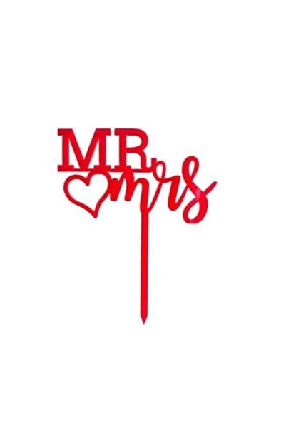 OEM Decor tort Mr & Mrs pentru nuntă, Roșu, M1, 14 cm