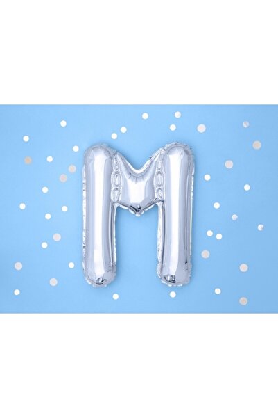 DECO Metallic foil balloon, letter M, Silver, 35 cm