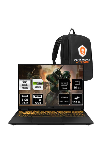 ASUS TUF F16 i5-13450HX 8GB 1TB SSD RTX5060/8GB 115W 16" FHD+ 165Hz FDOS Gami...