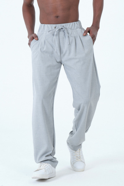 RELAXL Oversized Pleated Elastic Waist Wide Leg Gray Baggy Pants