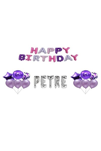OEM Set baloane „Petre” La mulți ani, decor pentru tort, multicolore și argin...