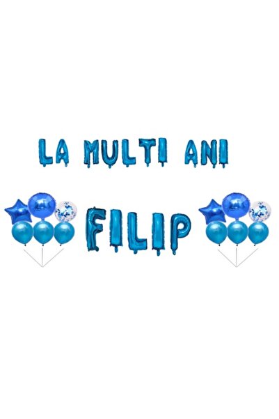 OEM Σετ μπαλονιών «Filip» για γενέθλια, διακοσμητικό για τούρτα, μπλε, 35 τεμ.