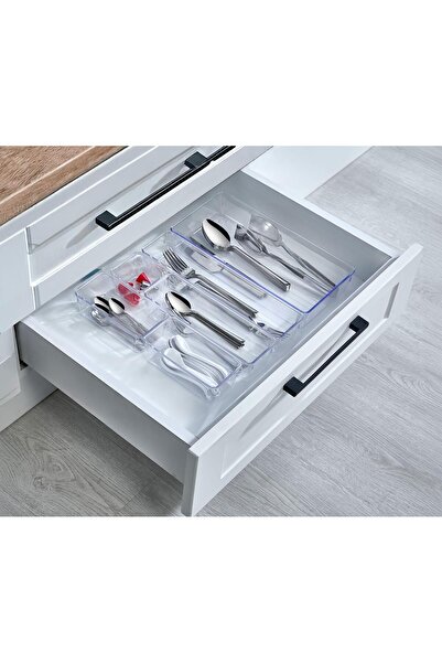 Mutfak Köşesi Transparentdüzen 6-Piece Transparent Drawer Cutlery Set – Kitchen Drawer Organizer Spoon Fork Organizer