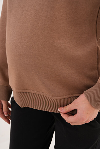 Miss Dünya Lissa Crew Neck 100% Cotton Maternity and Postpartum Basic Sweatshirt