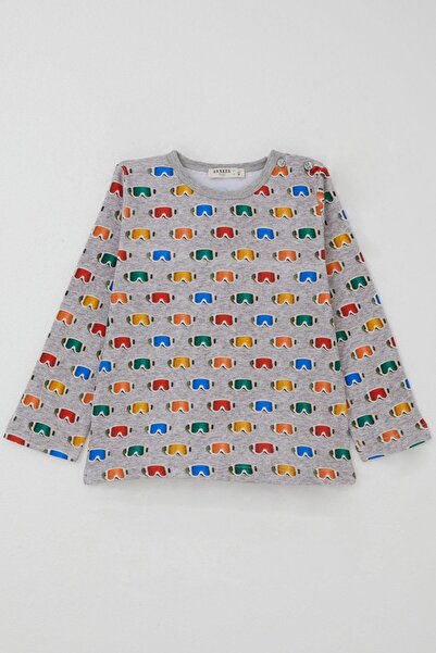 Breeze Boy's Pajama Set with Colorful Ski Goggles Pattern, Ages 1-3, Gray Melange