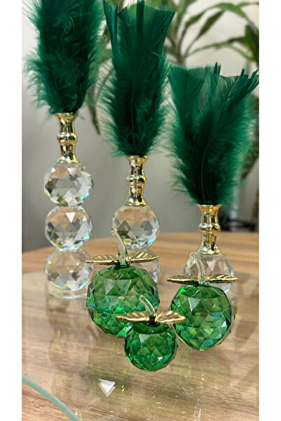 Kiri Dekoratif Kristal Cam Premium Yeşil İkili Set