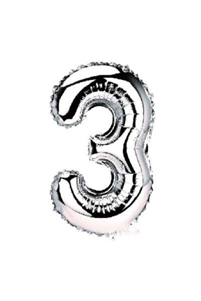OEM Balon numărul 3, argintiu, 100 cm