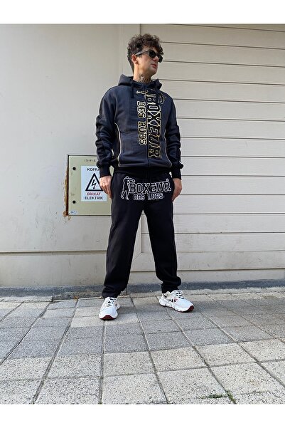 Boxeur Des Rues Dark gray full zip hoodie with gold logo