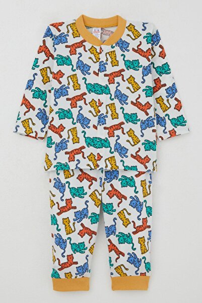 Breeze Baby Boy Pajama Set Colorful Kitten Patterned 4 Months-1 Year Old, White