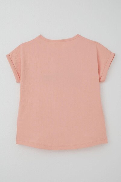 Breeze Girl's T-Shirt Love Themed Text Printed Silvery 9-14 Years Old, Salmon