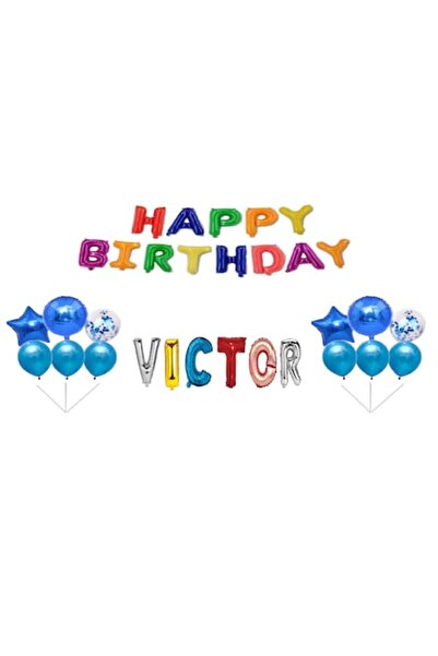 OEM Set baloane La mulți ani Victor, decor tort, multicolor M2, 35 buc