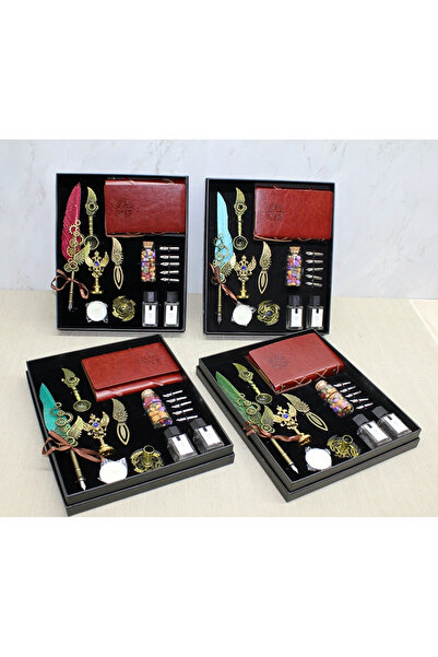 Energic Nostaljik Deri Defterli Divit Takımı - Mühür, Balmumu ve Mürekkep Dah...