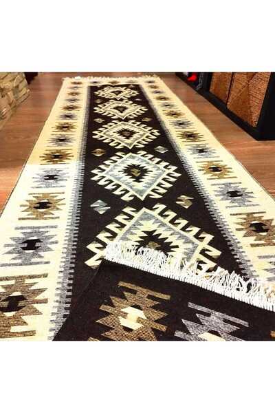 OEM Traditional rug, 80x300 cm, brown and cream, diamond pattern
