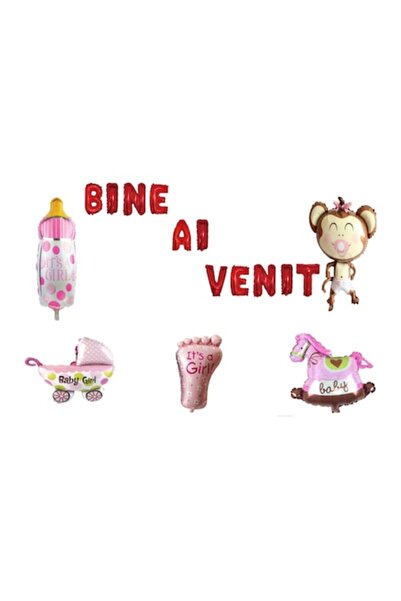 OEM Set baloane de bun venit pentru fetiță, decor tort, 18 buc, roșu