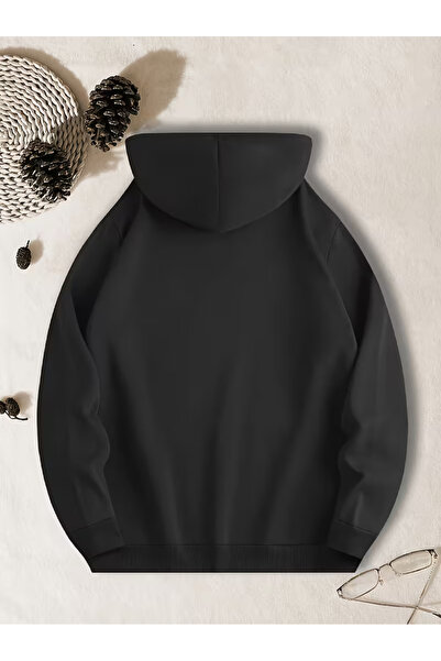 NEVERMIND Sevgili Kombini Hoodie - Merry Christmas Baskılı Çift Kapüşonlu Sweatshirt Unisex Siyah