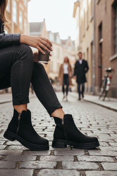 VeliKundura Le_Guzzi̇ Women's Nubuck Double Zipper Short Boots