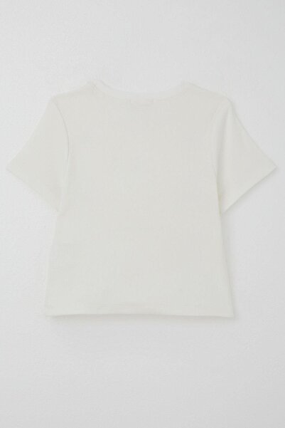 Breeze Girl's T-Shirt with Stone Heart Pattern, Ages 9-14, Ecru