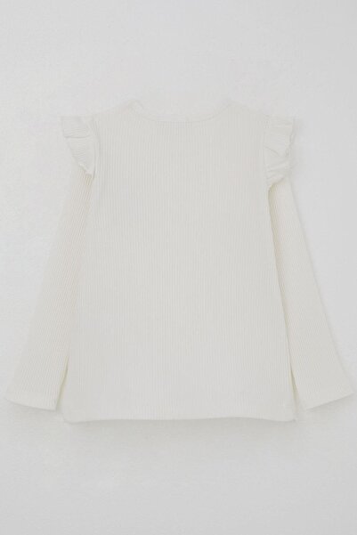 Breeze Μακρυμάνικο μπλουζάκι για κορίτσια με αξεσουάρ λουλουδιών 2-6 ετών, εκρού