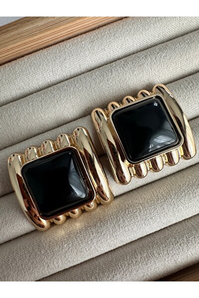 ringbox Square Black Earrings