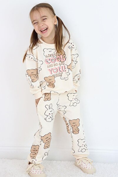 Breeze Κοριτσίστικο Σετ Φόρμας Cute Friends 4-8 ετών, Κρεμ