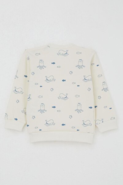 Breeze Baby Boy Pajama Set with Pockets on the Shoulders, Cute Sea Animals Pattern, 4 Months-1 Year Old, Cream