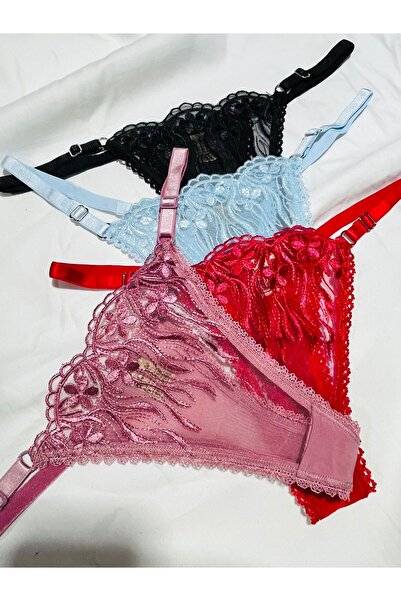 mendoza store Δαντελένια εσώρουχα με σχέδιο μαργαρίτα, συσκευασία 4 τεμαχίων