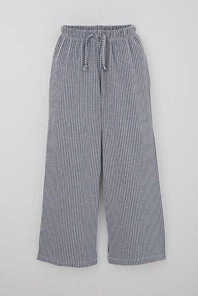 Breeze Girl's Pants with Stripes and Lace Accessories, Elastic Waist Detail, Ages 8-14, Mixed Colors