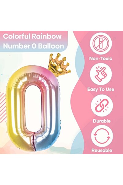 OEM Balloon number 0, Foil, 32 inch, Multicolor