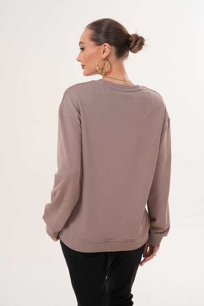 Miss Dünya Lissa Crew Neck 100% Cotton Maternity and Postpartum Basic Sweatshirt