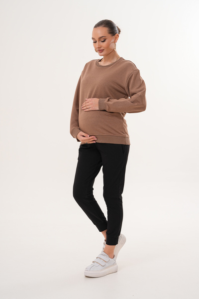 Miss Dünya Lissa Crew Neck 100% Cotton Maternity and Postpartum Basic Sweatshirt